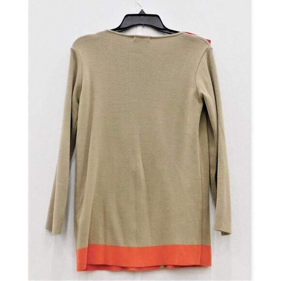 Code. M Cardigan Sweater Size Large Women's Tan Orange Button Up 370 - Picture 2 of 13